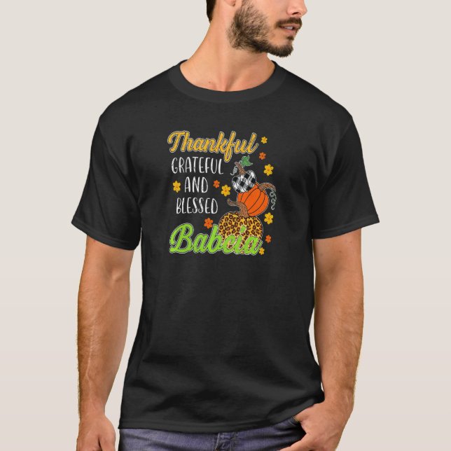 Camiseta Mulheres Agradecimentos Feliz Abençoada Babcia Aut (Frente)