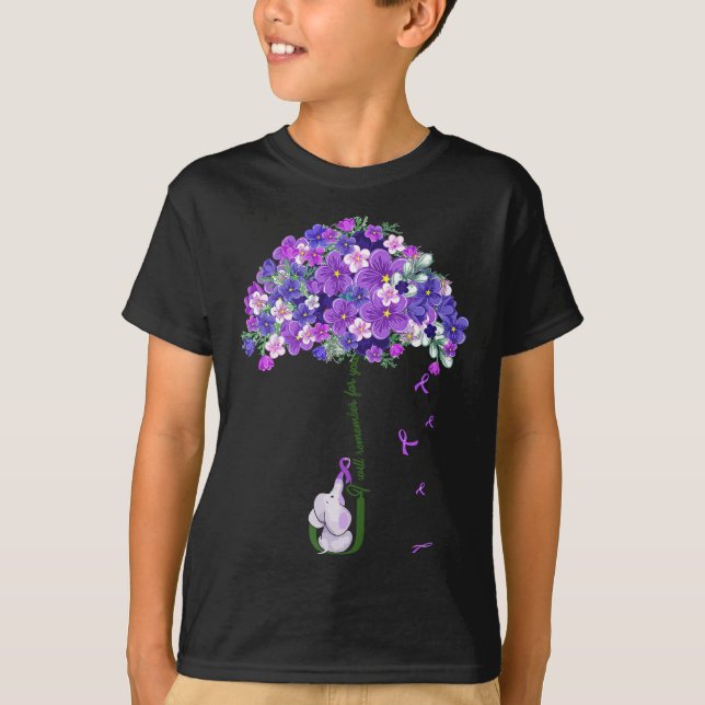 Camiseta Mulheres Alzheimer Sensibilizam Elefante Bonito Qu (Frente)
