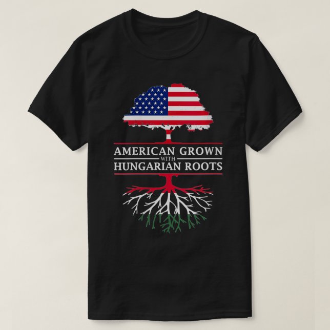 Camiseta Mulheres Americanas Crescem com Raízes Húngaras Hu (Frente do Design)