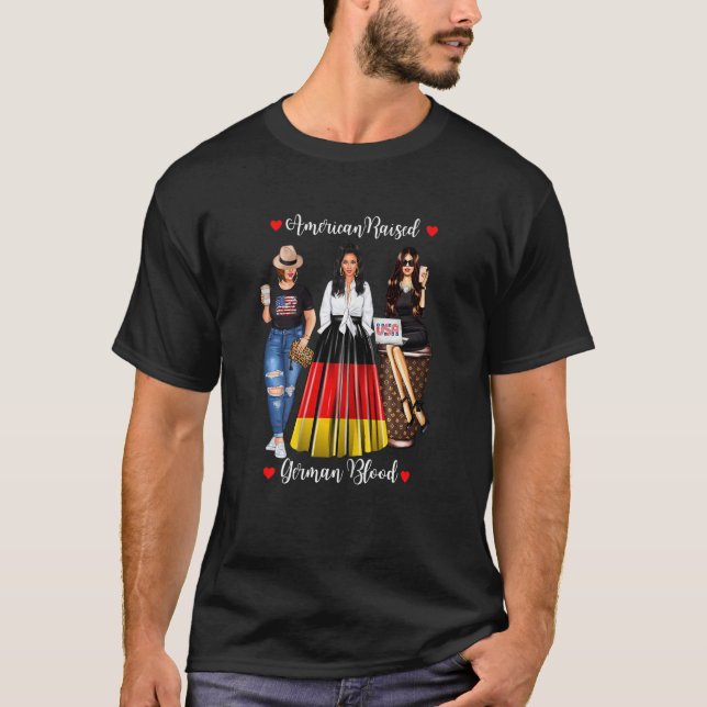 Camiseta Mulheres Americanas Levantam O Sangue Alemão, Band (Frente)