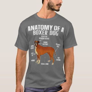 Camiseta Mulheres Anatomia de uma boxer DOG Cães Engraçados