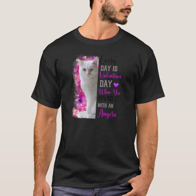 Camiseta Mulheres Angora Cat Mãe Dia de os namorados Cat Ma (Frente)