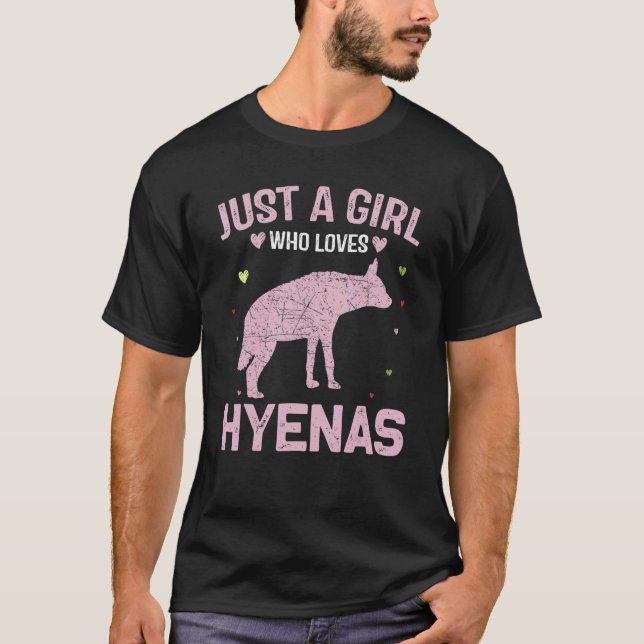 Camiseta Mulheres Animais Apenas Uma Menina Que Ama Hyenas (Frente)