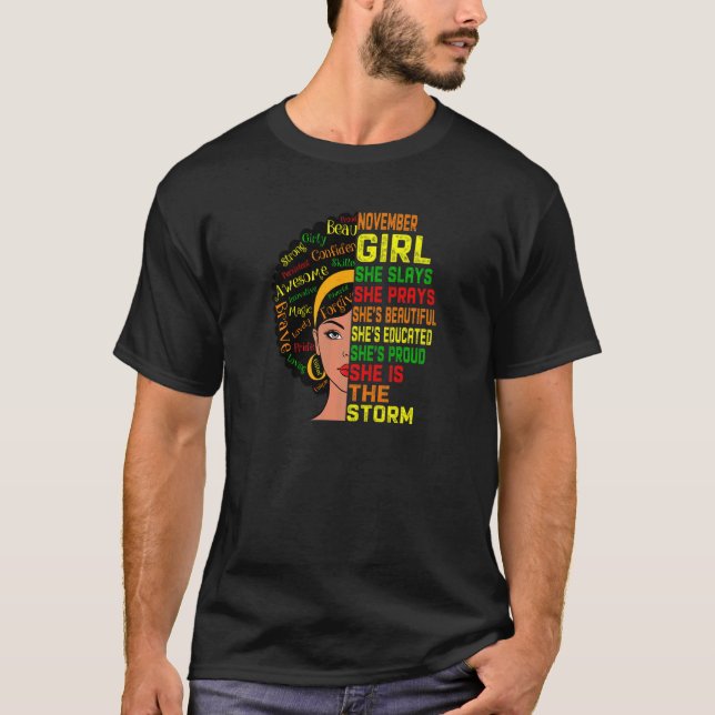 Camiseta Mulheres Aniversário Meninas Negras Mulheres Novem (Frente)