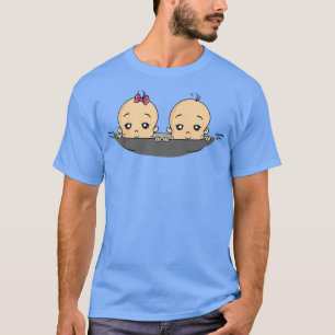 Camiseta Mulheres Anúncio de gravidez gêmeos bebês