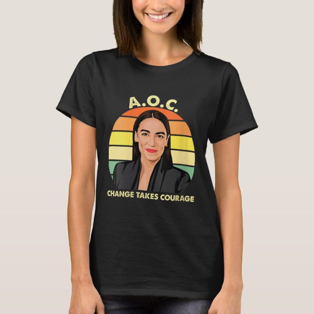 Camiseta Mulheres Aoc Alexandria Ocasio-cortez Primeira Mul (Frente)