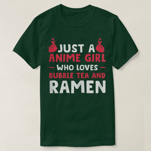 Camiseta Mulheres Apenas um chá de bolhas de animas e ramen (Frente do Design)