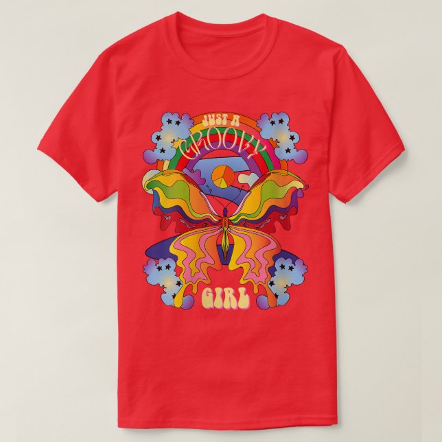 Camiseta Mulheres Apenas Uma Garota De Groovy Retro Rainbow (Frente do Design)