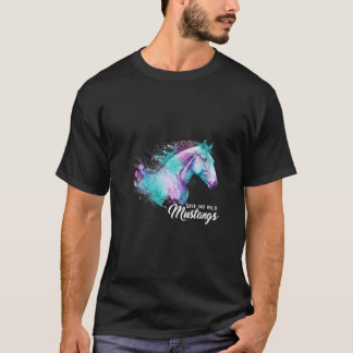 Camiseta Mulheres Aquarelas Cavalos Coloridos Salvem Nossos
