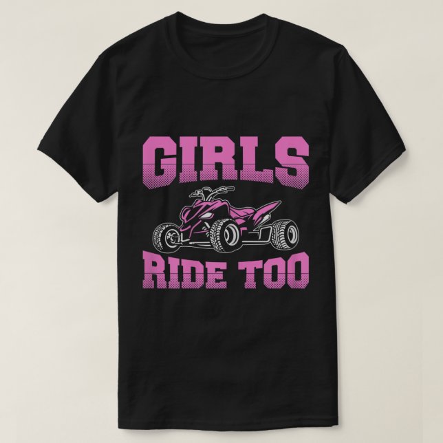 Camiseta Mulheres ATV Engraçadas Quatro Rodas Meninas Quad  (Frente do Design)