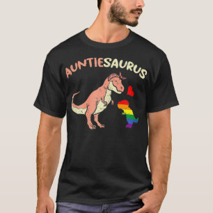 Camiseta Mulheres Auntiesauro Gay Tia Dinosaur Dino LGBTQ R