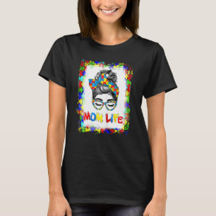 Camiseta Mulheres Autismo da Mamãe Vida Desarrumada Óculos