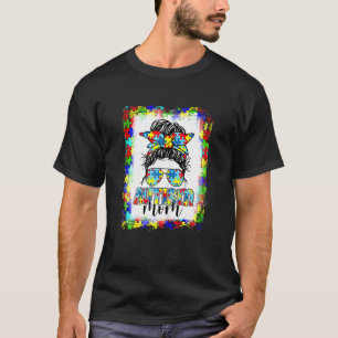 Camiseta Mulheres Autismo da Mamãe Vida Desarrumada Óculos