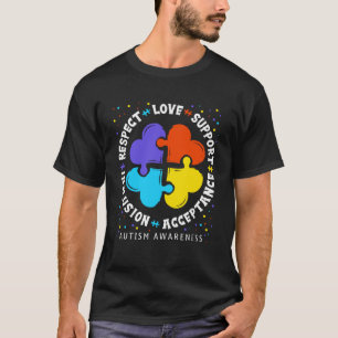 Camiseta Mulheres Autismo Homens Respeitam Amor Apoio Autis