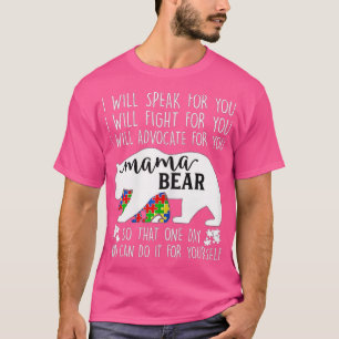Camiseta Mulheres Autismo Mama Urso Eu Vou Falar Contra Adv