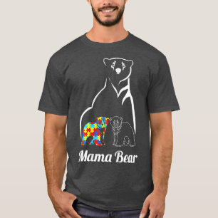 Camiseta Mulheres Autismo Sensibilização Mamãe Ursa Mamãe D