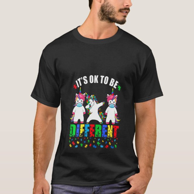 Camiseta Mulheres Autismo Sensibilização Unicórnio Rosto Má (Frente)