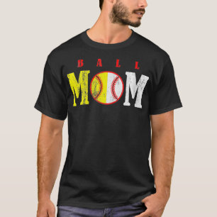 Camiseta Mulheres Ball Mãe Coração Softball Lover Baseball