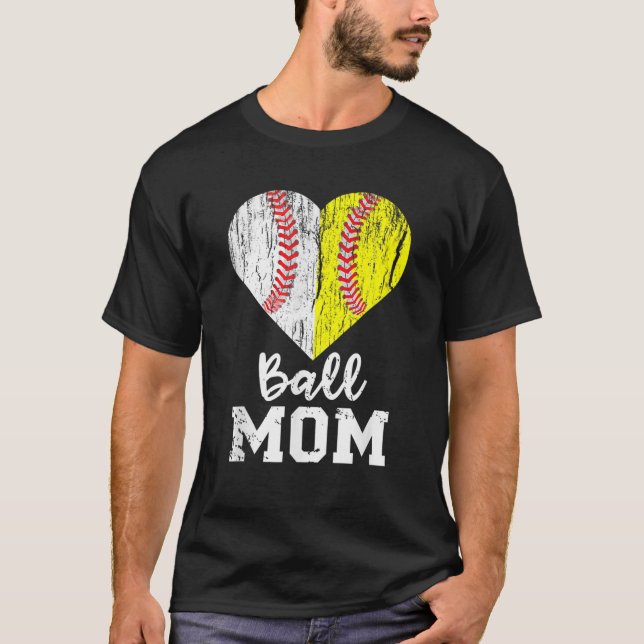 Camiseta Mulheres Ball Mamãe Baseball Equipe de Mama de Sof (Frente)