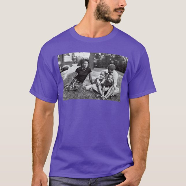 Camiseta Mulheres Barack Obama Jovem com Crianças e Michell (Frente)