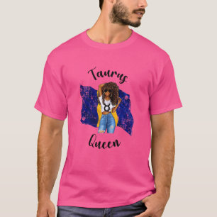 Camiseta Mulheres Barbados Taurus Queen Afro Hair Bar Afric