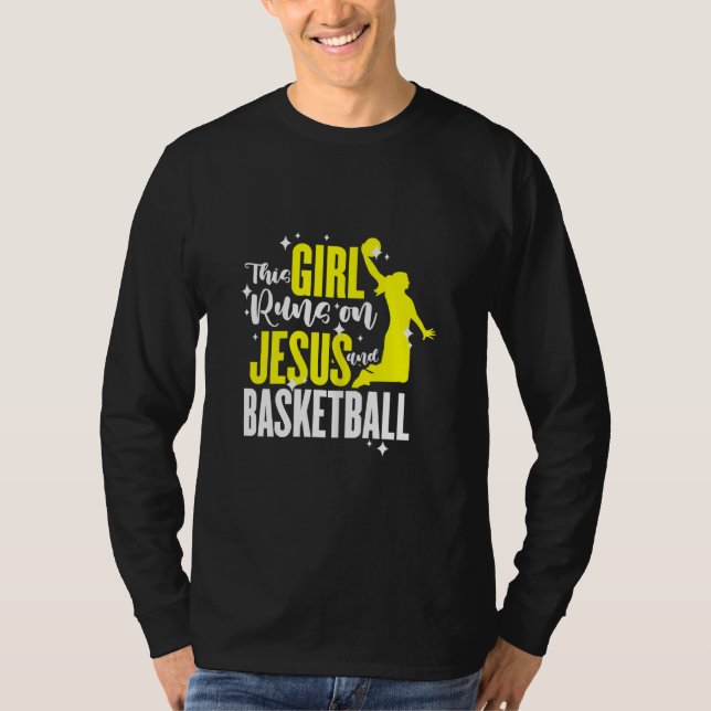 Camiseta Mulheres Basquete Essa Garota Funciona Com Jesus E (Frente)