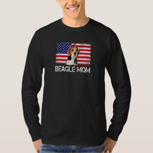 Camiseta Mulheres Beagle Mamãe Bandeira Usa Bandeira 4 De J