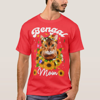 Camiseta Mulheres Bengala Bonita Gato Mãe Dia de as mães De