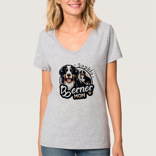 Camiseta Mulheres Berner Mãe - Cachorro das Montanhas Berne (Frente)
