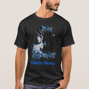 Camiseta Mulheres Blue Ribbon Butterfly Tipo 1 Diabetes Awa
