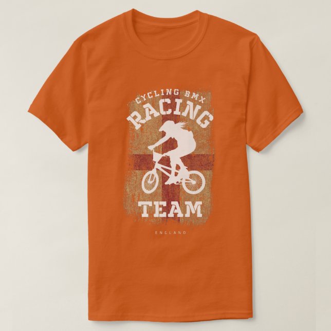 Camiseta Mulheres BMX Bike England Banking Cycling Racing (Frente do Design)