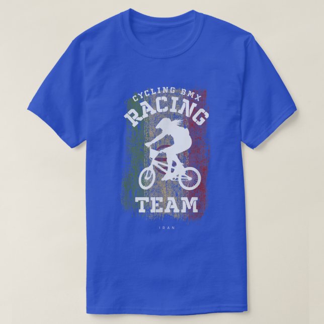 Camiseta Mulheres BMX Bike Iran Banking Cycling Racing BM (Frente do Design)