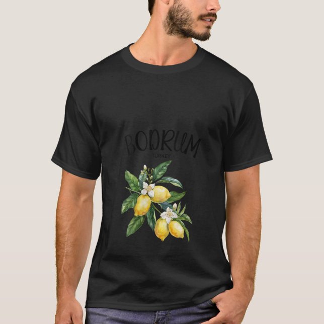 Camiseta Mulheres Bodrum Lemon Art Fruta Turca Sobre a Turq (Frente)