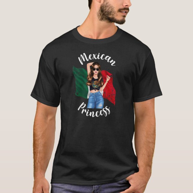 Camiseta Mulheres Bonito Princesa Mexicana Patrimônio Bande (Frente)