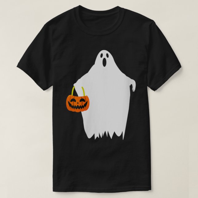 Camiseta Mulheres Boo Halloween Roupa Ghost Halloween VNec (Frente do Design)