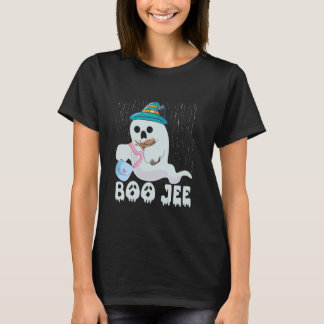Camiseta Mulheres Boo Jee Cute Ghost Com Café Halloween