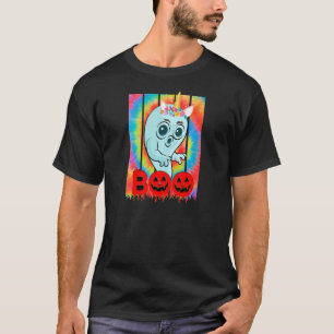 Camiseta Mulheres Boo Pumpkin Ghost Crown Flower Tie Tintos