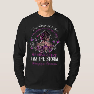 Camiseta Mulheres Borboleta Roxa Fibromialgia Awarene