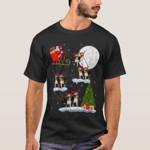 Camiseta Mulheres Boston Terrier Cachorro Papai Noel Trenó