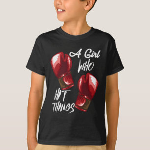 Camiseta Mulheres Boxe Kickboxing Uma Garota Que Bate Coisa