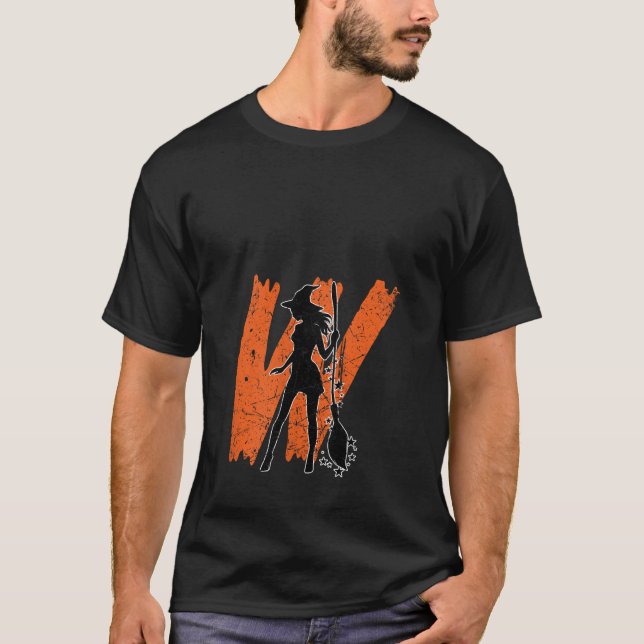 Camiseta Mulheres Bruxas Figurino do Dia das Bruxas Meninas (Frente)