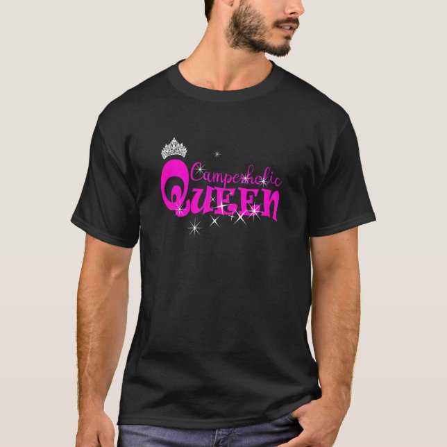 Camiseta Mulheres Camperholas Rainha Camping Rainha com Cor (Frente)