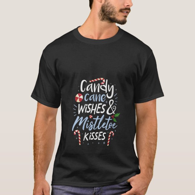 Camiseta Mulheres Candy Cane Desejam Mistura de Natal (Frente)