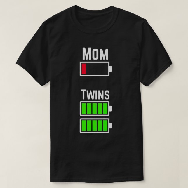 Camiseta Mulheres Cansadas Twin Mãe Baixa Bateria Premium (Frente do Design)