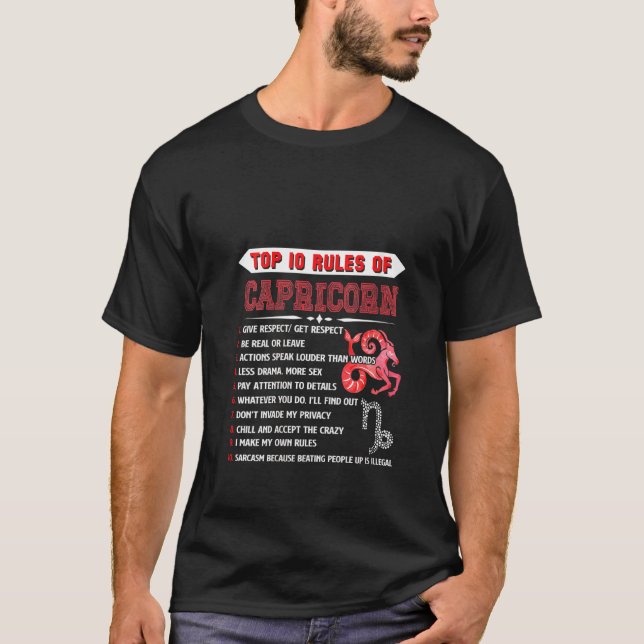Camiseta Mulheres Capricórnio Zodiac Aniversário 10 Princip (Frente)