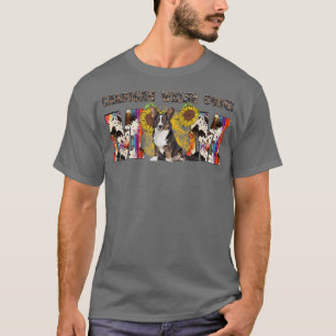 Camiseta Mulheres Cardigan Welsh Corgi Mãe Girassol Ocident