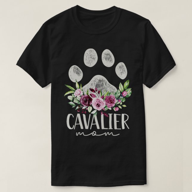 Camiseta Mulheres Cavalier Rei Charles Spaniel Cachorro Mãe (Frente do Design)