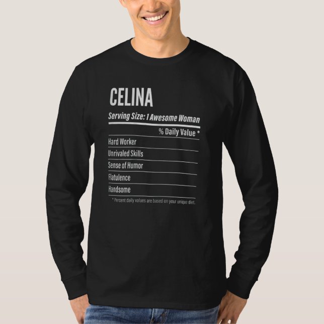 Camiseta Mulheres Celina Fatos Nutricionais Servindo Calo d (Frente)