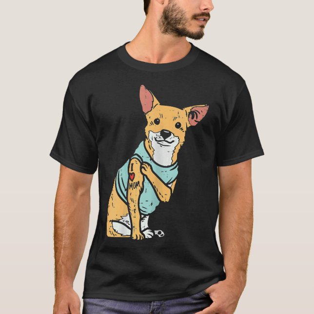 Camiseta Mulheres Chihuahua amam mãe Tattoo Chiwawa dono de (Frente)