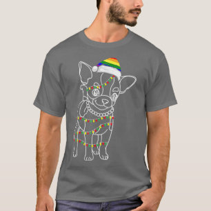 Camiseta Mulheres Chihuahua Árvore Natal Luzes Cachorro Cac